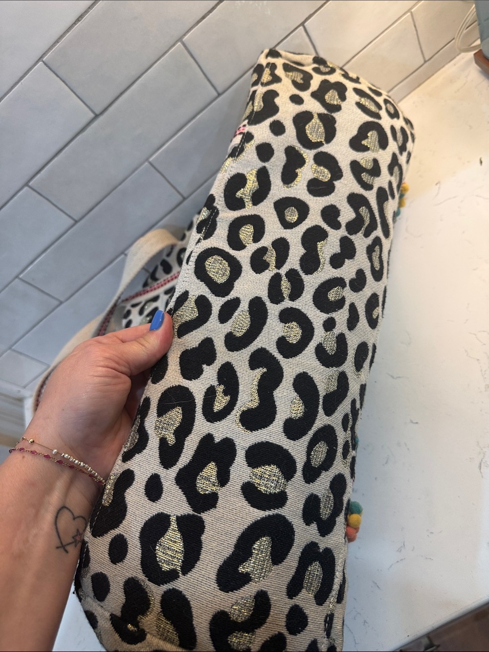 Leopard Beaded Tote Bag - America & Beyond. Like new - Picture 3 of 4